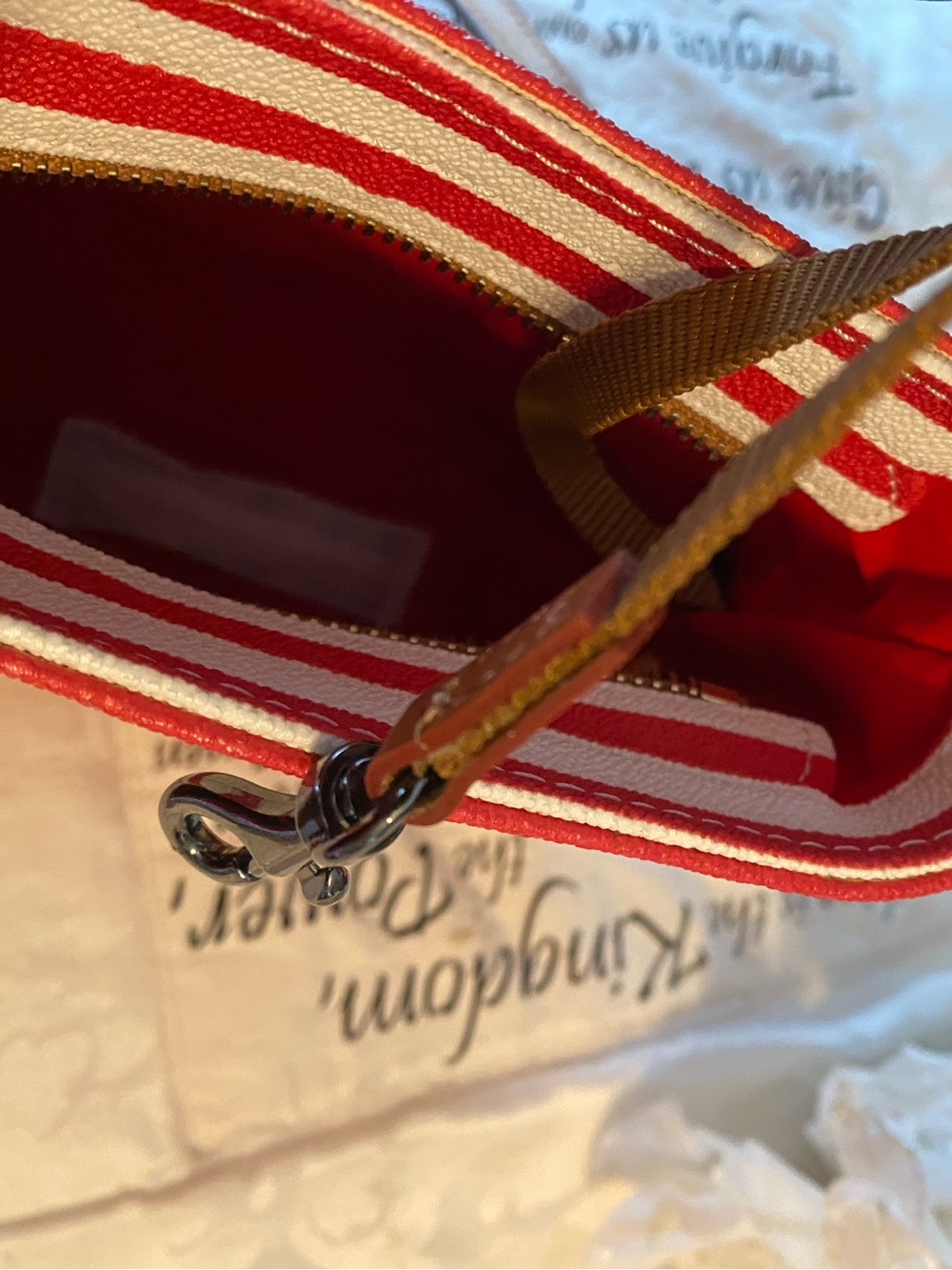 Dooney & Bourke Red and Cream Striped Crossbody Bag NWT - Picture 14 of 16